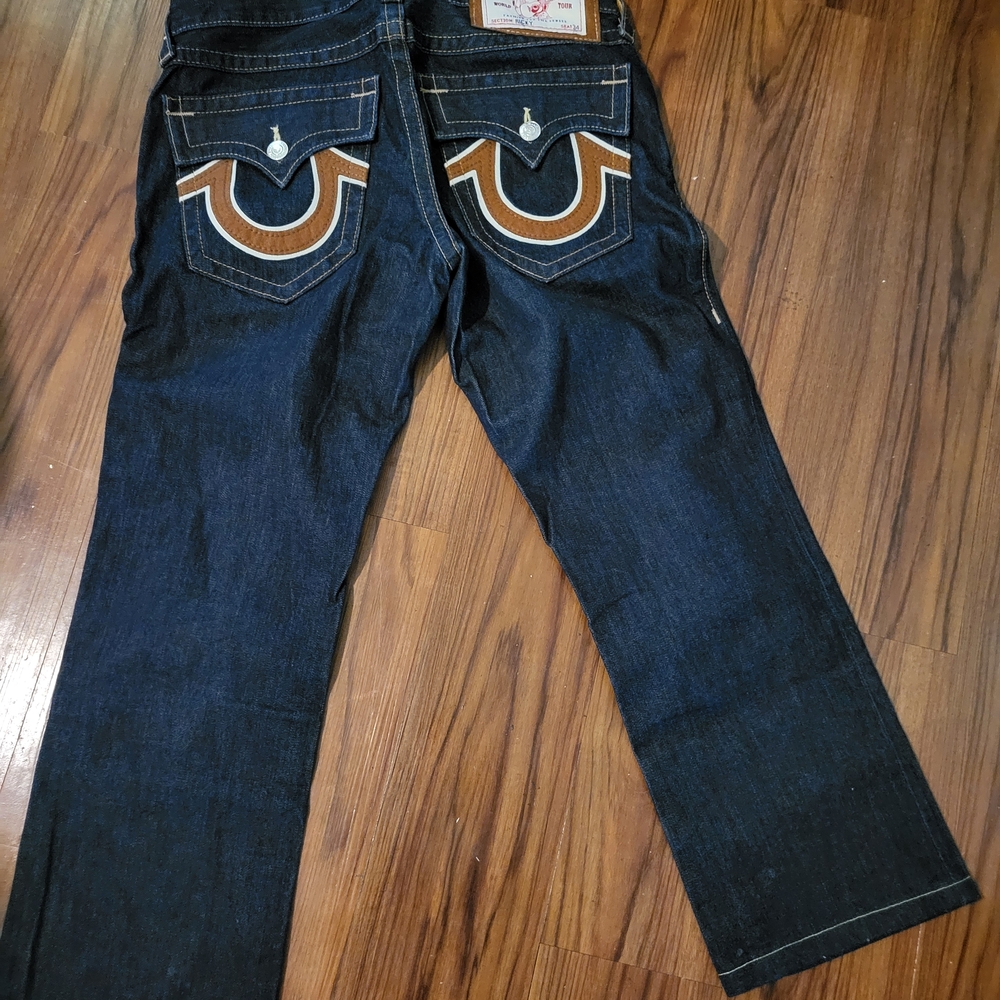 Men's Blue Jeans with Brown Accents